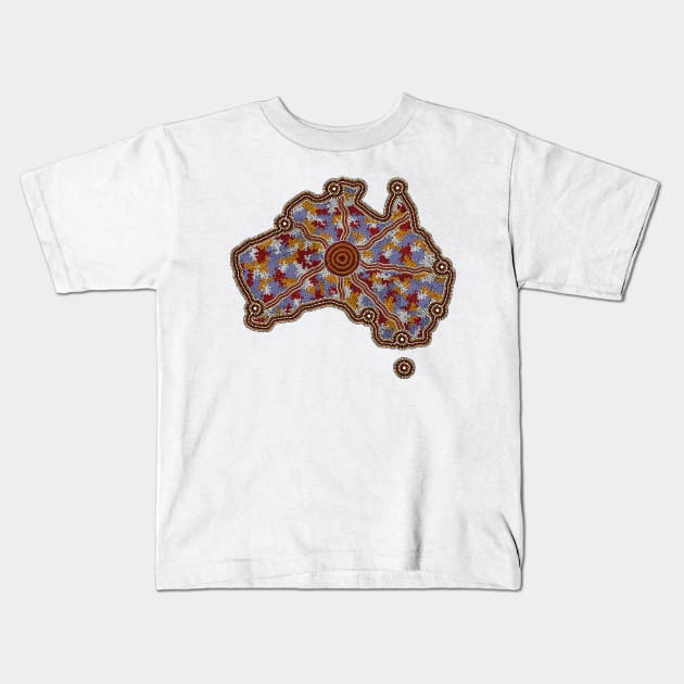 Aboriginal Map Australia Kids T-Shirt by hogartharts